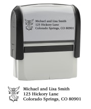 Enlarged view of angel address stamp 
