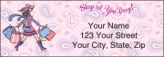 Enlarged view of pampered girls¿ address labels 