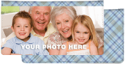 Enlarged view of blue plaid photo checkbook cover 