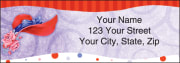 Enlarged view of red hat revue address labels 
