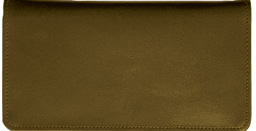 Enlarged view of chocolate brown checkbook cover 
