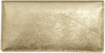 Enlarged view of gold metallic checkbook cover 