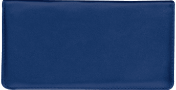 Enlarged view of navy side tear checkbook cover 