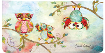 Enlarged view of owl checkbook cover 