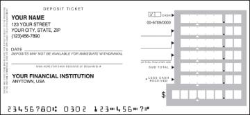 One Part Deposit Slips - click to view larger image