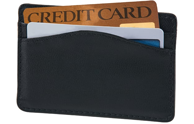 Black Leather Credit Card Sleeve