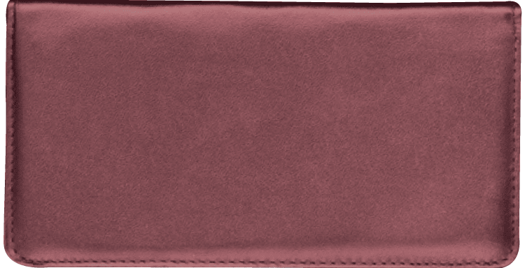 Enlarged view of burgundy checkbook cover 