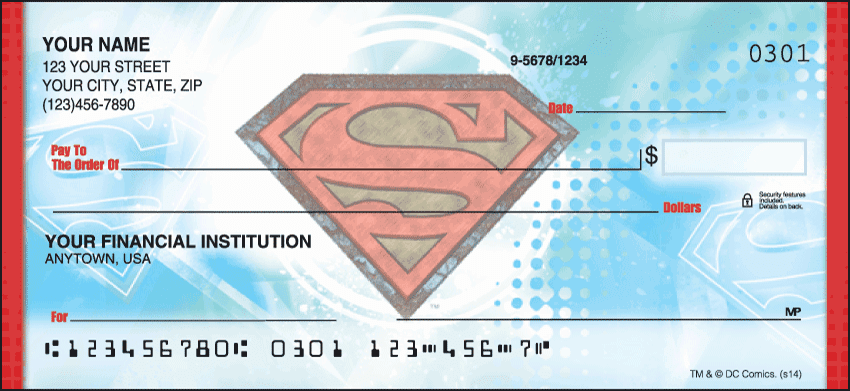 Enlarged view of superman checks 