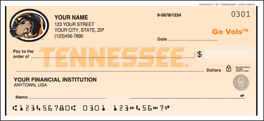 Enlarged view of tennessee logo checks 