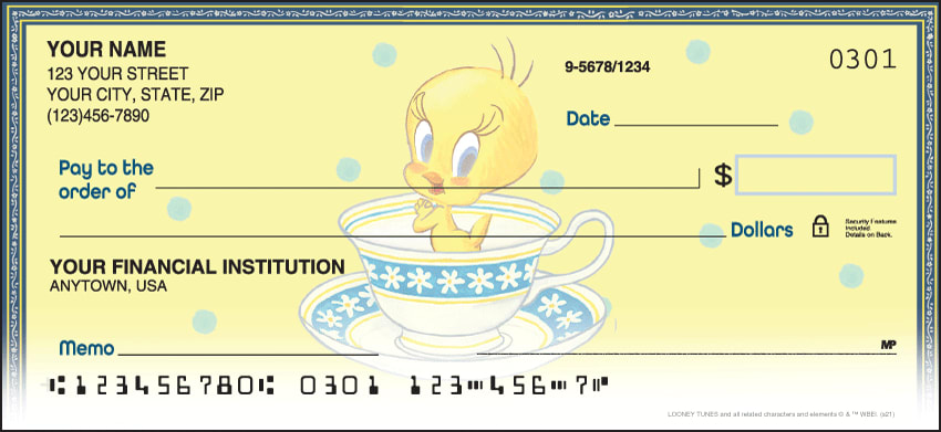 Enlarged view of totally tweety checks 