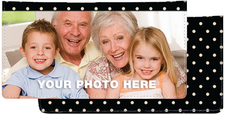 Fabric Photo Checkbook Cover Polka Dots