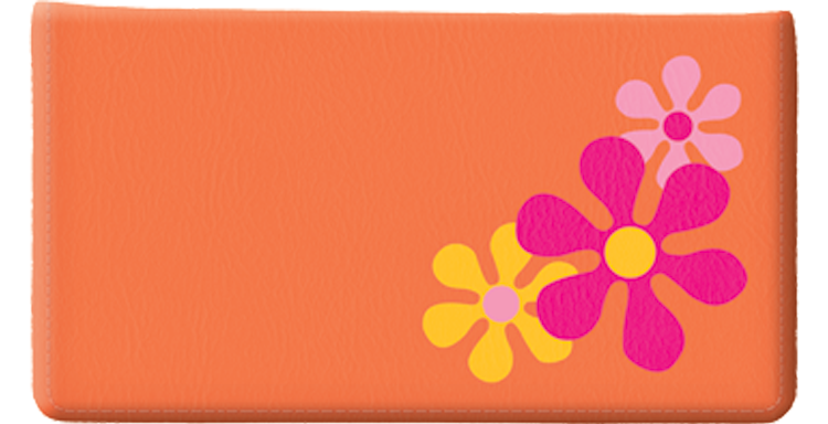 Show off your flower power with this groovy orange leather checkbook cover. Includes a converter to fit your side tear checks.