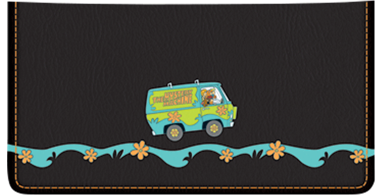 This black leather cover depicts Scooby-Doo and the Mystery Machine off on another mysterious adventure.