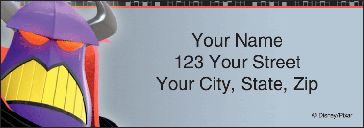 Share the fun of your favorite animated toys with our selection of Disney Pixars Toy Story return address labels! Our designs include Sheriff Woody, Buzz Lightyear, Jessie, Hamm, Rex, Bullseye, Aliens and Emperor Zurg. We also have coordinating Toy Story checks and a Toy Story checkbook cover. Sets of 210 sheeted, self-sticking labels; size 2-1/2" x 7/8".