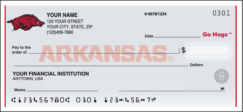 Arkansas Logo Collegiate Personal Checks - 1 Box - Duplicates