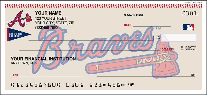 Atlanta Braves MLB Personal Checks 1 Box Singles