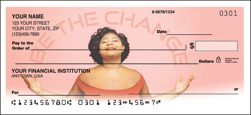 Inspire Love and Be Kind! This check design encourages you to create stories and ignite change that matters. Coordinating checkbook cover available. We are now offering Be the Change Checks. Also enjoy a wide selection of more Inspirational Personal Checks.