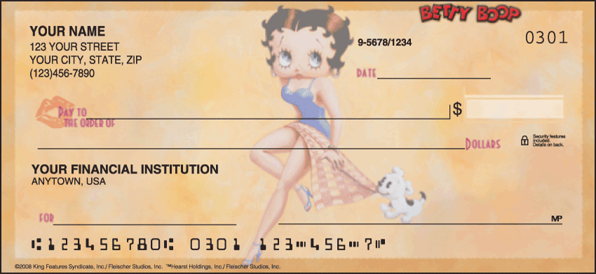 Betty Boop Just Say Boop Cartoon Personal Checks - 1 Box - Duplicates