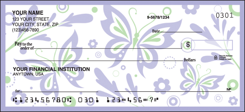 Paper Butterflies Animal Personal Checks - 1 Box - Duplicates