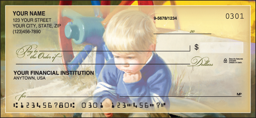 Five beautiful Personal Check Images based on paintings by Donald Zolan capture the innocence and wonder of childhood.  Coordinating return address labels and checkbook cover are available. We are now offering Childhood Days Checks. Also enjoy a wide selection of more Cute Personal Checks.