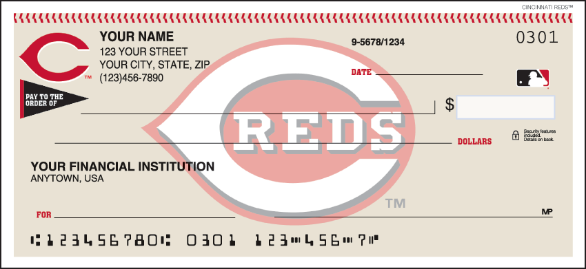 Cincinnati Reds MLB Personal Checks 1 Box Duplicates