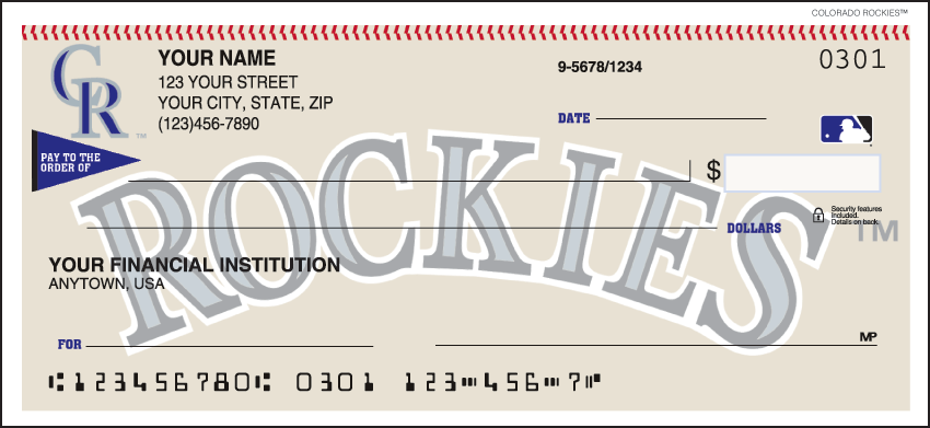 Colorado Rockies MLB Personal Checks - 1 Box - Singles