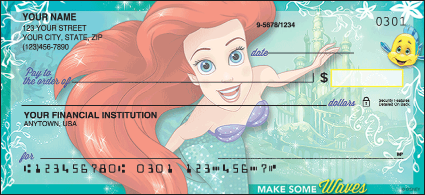 Bring some royal flair to your checks with this enchanting series of Disney Princess checks featuring Ariel Belle Jasmine Mulan Pocahontas Rapunzel Snow White and Tiana.  Coordinating checkbook cover also available. We are now offering Disney Princess Checks. Also enjoy a wide selection of more Disney Personal Checks.