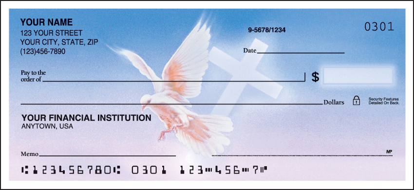 Dove and Cross Religious Personal Checks -100 Checks (1 Box)