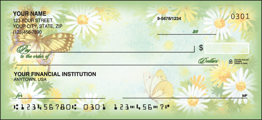 Flower Garden Flower Personal Checks - 1 Box - Duplicates