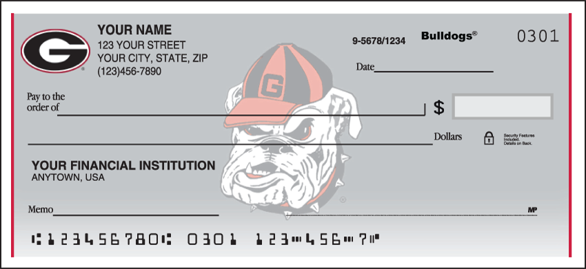 Georgia Logo Collegiate Personal Checks - 1 Box - Duplicates