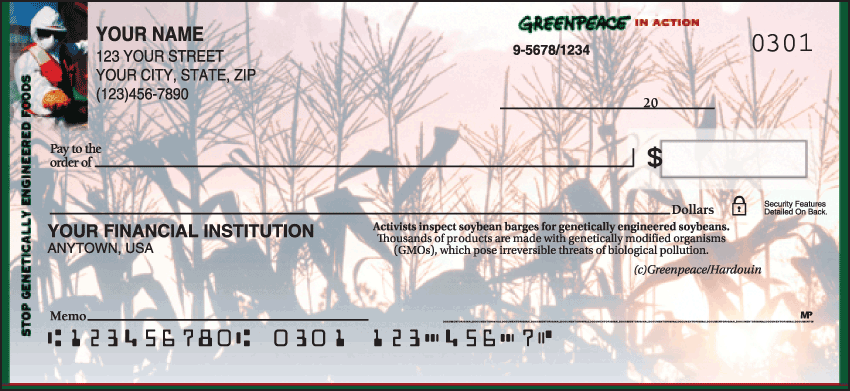 Greenpeace In Action Charitable Personal Checks - 1 Box - Duplicates