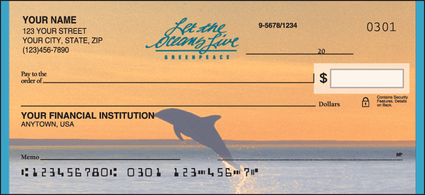 Greenpeace Let Oceans Live Charitable Personal Checks - 1 Box - Singles