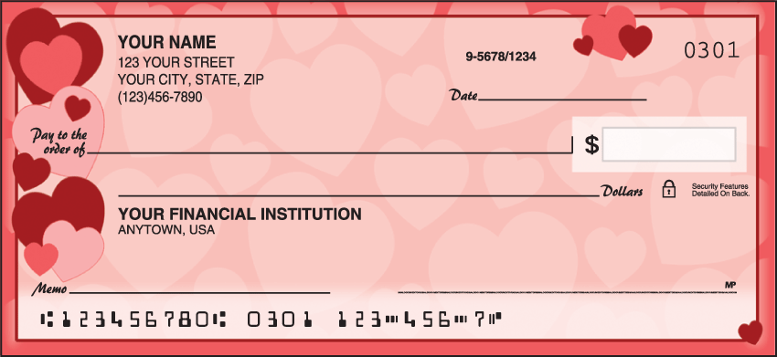 Hearts Inspirational Personal Checks - 1 Box - Duplicates