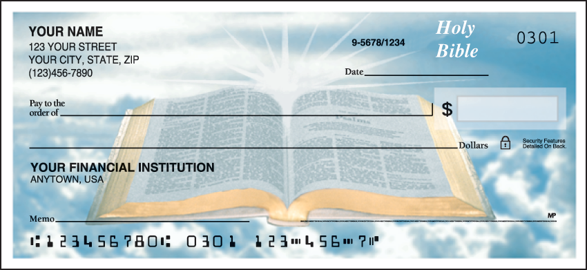 Holy Bible Religious Personal Checks -100 Checks (1 Box)