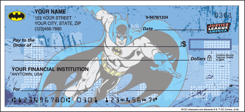 The Justice League Comic Personal Checks - 1 Box - Duplicates