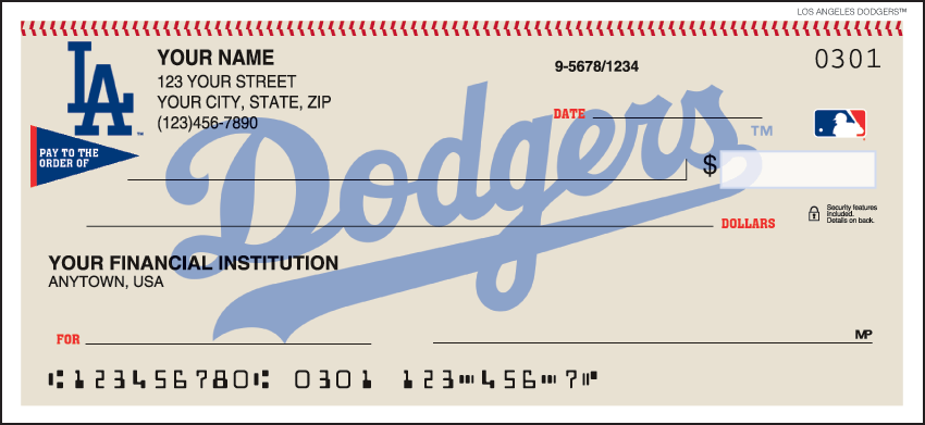 Los Angeles Dodgers MLB Personal Checks - 1 Box - Singles