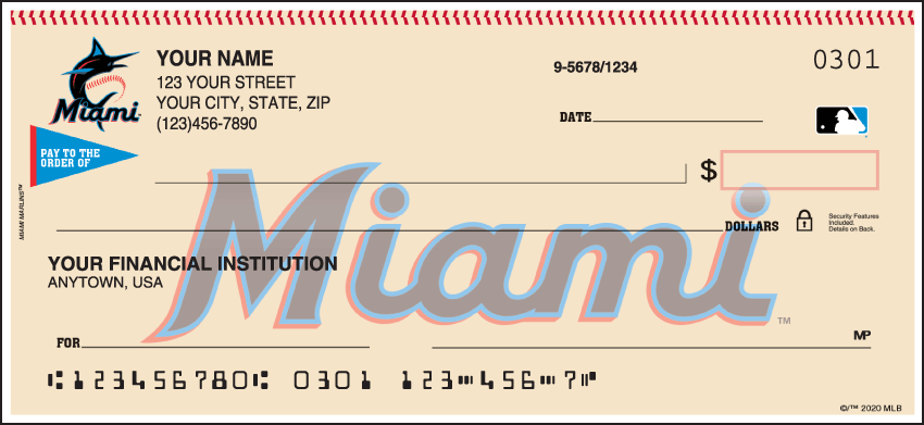 Miami Marlins Sports Personal Checks - 1 Box - Singles