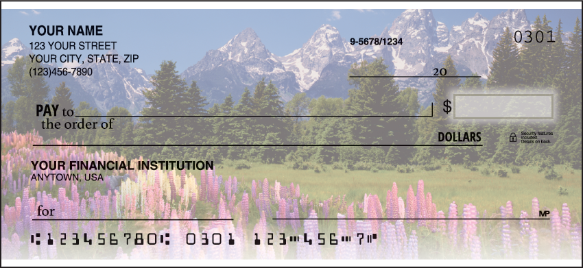 Now available with the convenience of side tear! These four breath taking scenes inspire us with natures grandeur. Coordinating address labels are available. We are now offering Side Tear Natures Majesty Checks. Also enjoy a wide selection of more Side Tear Scenic Personal Checks.