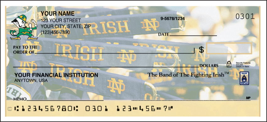 Notre Dame University Football Personal Checks -100 Checks (1 Box)