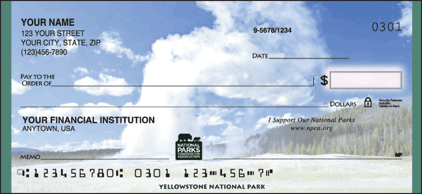 Checks Unlimited is proud to offer National Parks Conservation Association (NPCA) personal check designs.  NPCA protects and preserves Americas National Park System for present and future generations. We are now offering National Parks Conservation Association Checks. Also enjoy a wide selection of more Scenic Personal Checks.