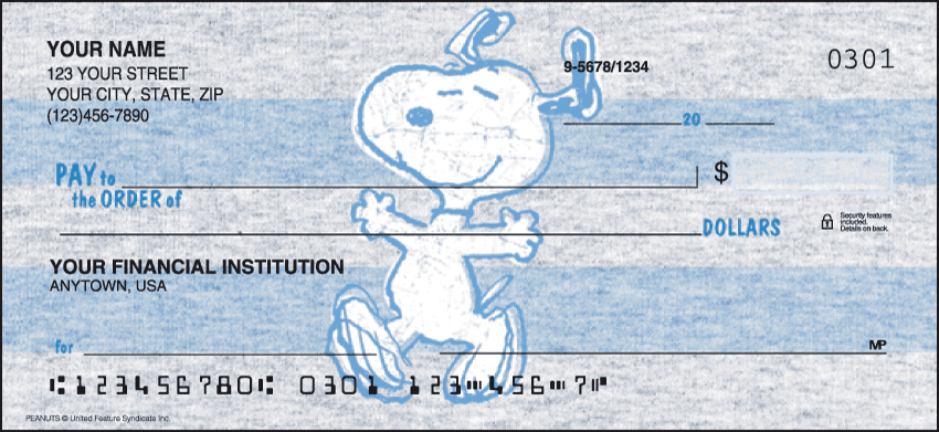 Peanuts Cartoon Personal Checks - 1 Box - Singles