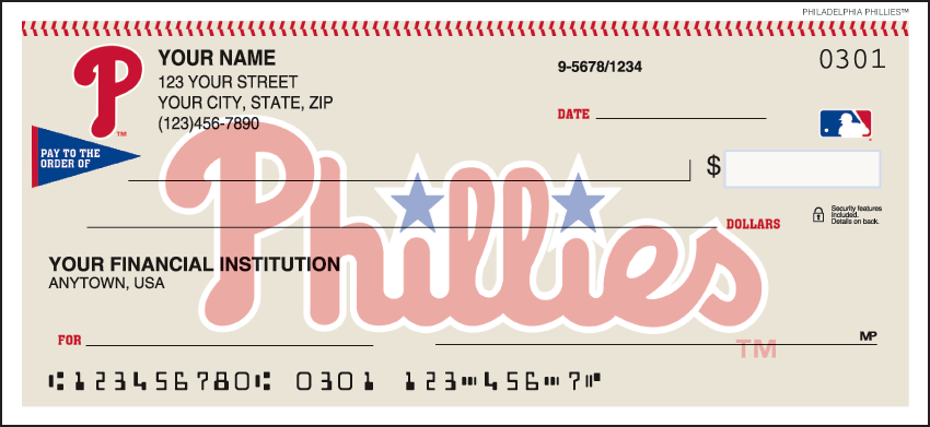 Philadelphia Phillies MLB Personal Checks - 1 Box - Duplicates