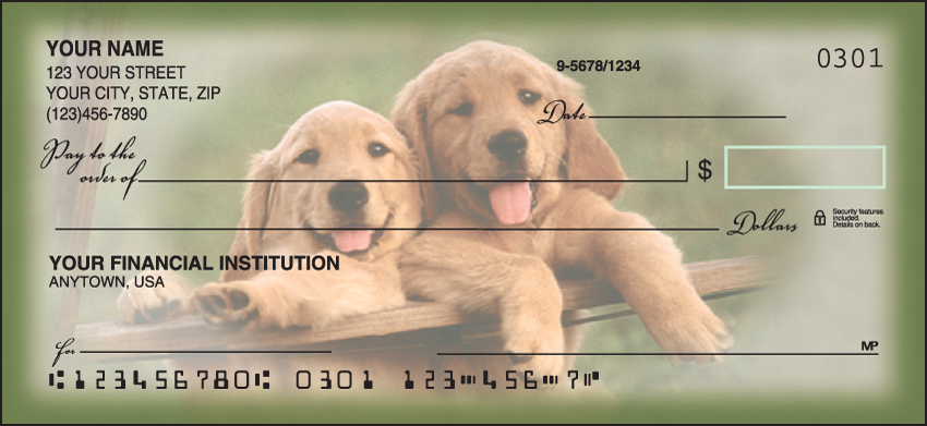 If your dog is your best friend these checks featuring friendly duos of Playful Pups are sure to steal your heart. Coordinating address labels are available. We are now offering Playful Pups Checks. Also enjoy a wide selection of more Animal Personal Checks.
