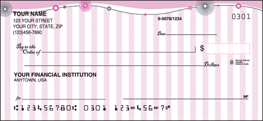 Express your Parisian style with these Pretty in Pink checks.  Coordinating address labels available. We are now offering Pretty in Pink Checks. Also enjoy a wide selection of more Cute Personal Checks.
