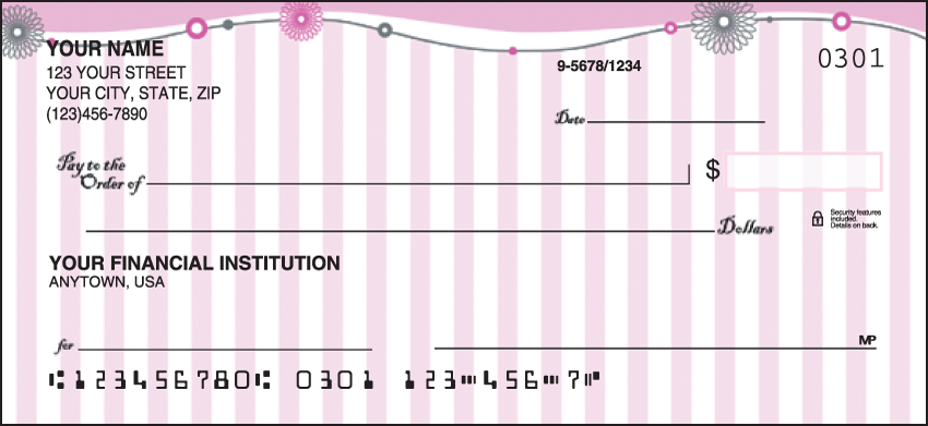 Pretty in Pink Cute Personal Checks - 1 Box - Singles