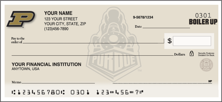 Purdue University Logo Personal Checks -100 Checks (1 Box)