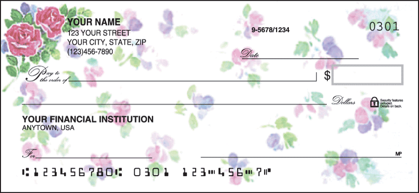 You can almost smell the beautifully detailed pink pastel roses on these Victorian-inspired checks! Coordinating address labels are available. We are now offering Rosewood Checks. Also enjoy a wide selection of more Flower Personal Checks.