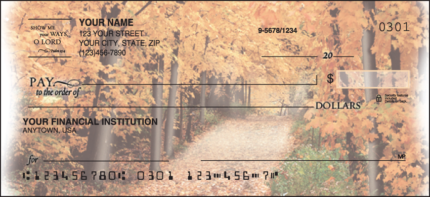 Four NIV verses on backgrounds of majestic scenery. Coordinating address labels are available. We are now offering Scripture Checks. Also enjoy a wide selection of more Religious Personal Checks.