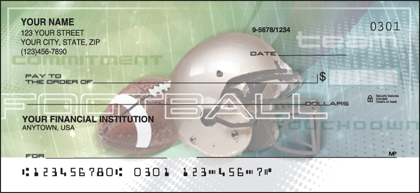 These sports designs featuring football basketball hockey and soccer will appeal to fans of all ages. Coordinating return address labels are available. We are now offering Sports Fanatic Checks. Also enjoy a wide selection of more Sports Personal Checks.