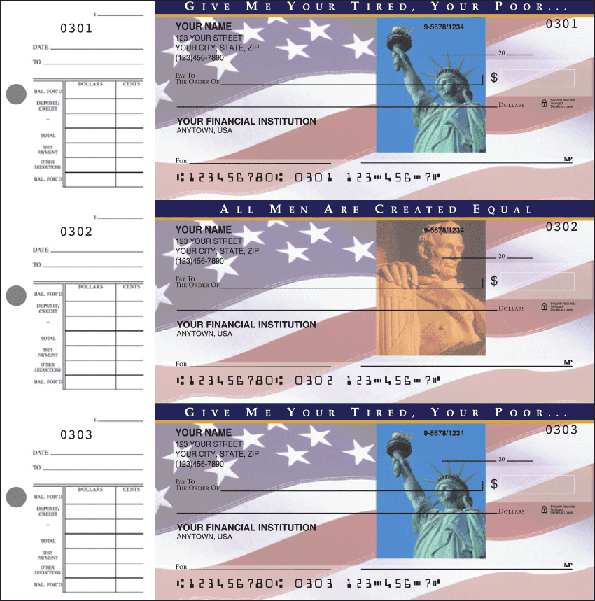 Stars &amp; Stripes Patriotic Checks - 1 Box - Duplicates